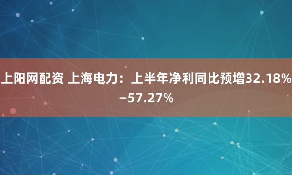 上阳网配资 上海电力：上半年净利同比预增32.18%—57.27%