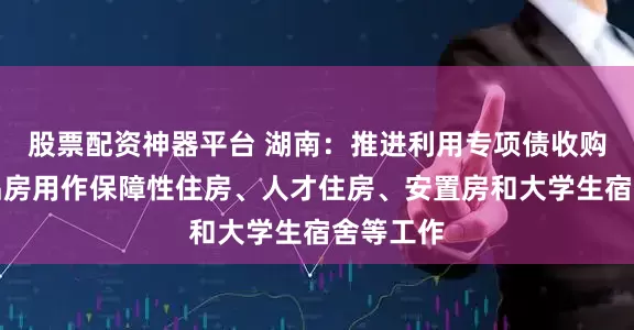 股票配资神器平台 湖南：推进利用专项债收购存量商品房用作保障性住房、人才住房、安置房和大学生宿舍等工作